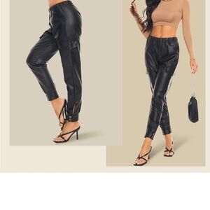 Tagoo All For Leather Faux Leather Cargo Joggers Womens Size Small